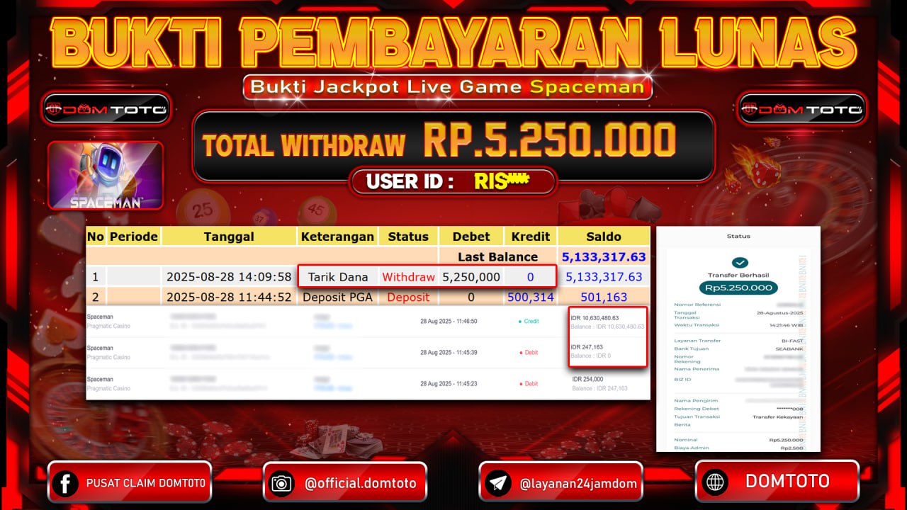 JACKPOT Spaceman Pragmatic Casino 28 AGUSTUS  2025